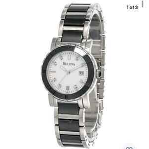 Bulova Highbridge 98P122 Women's Diamond Watch - White MOP Dial - 2-Tone Ceramic